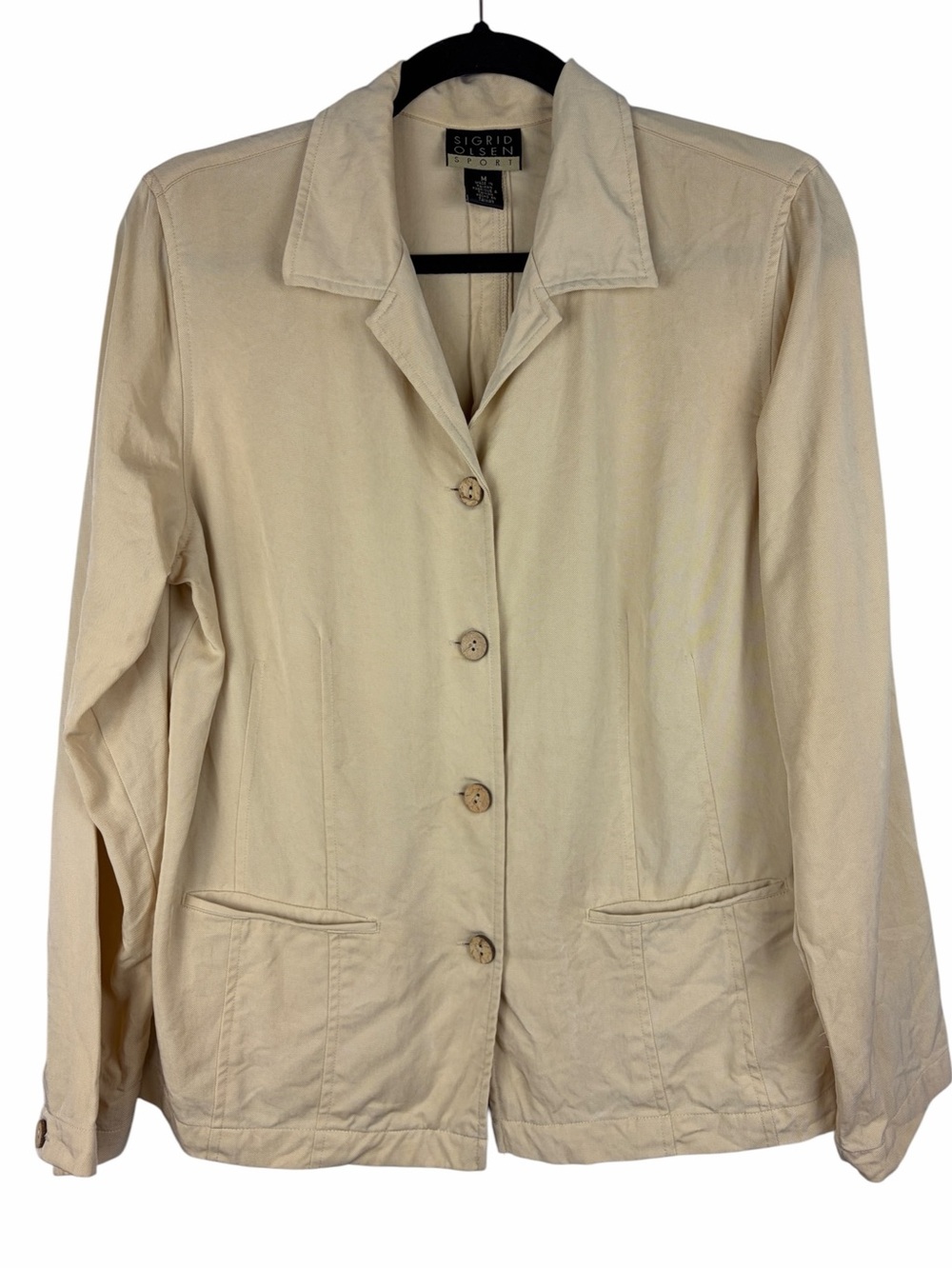 Sigrid Olsen Sport Tencel Lyocell Utility Blazer Jacket Beige Medium
